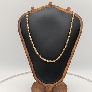 Vintage Sigal Gold Tone Twisted Flat Link Serpentine Chain Necklace 16"